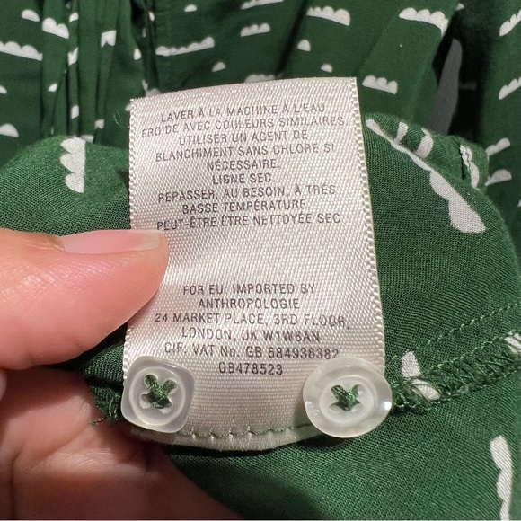 Anthropologie Maeve Green Cloud Swing Top Blouse - Picture 7 of 9
